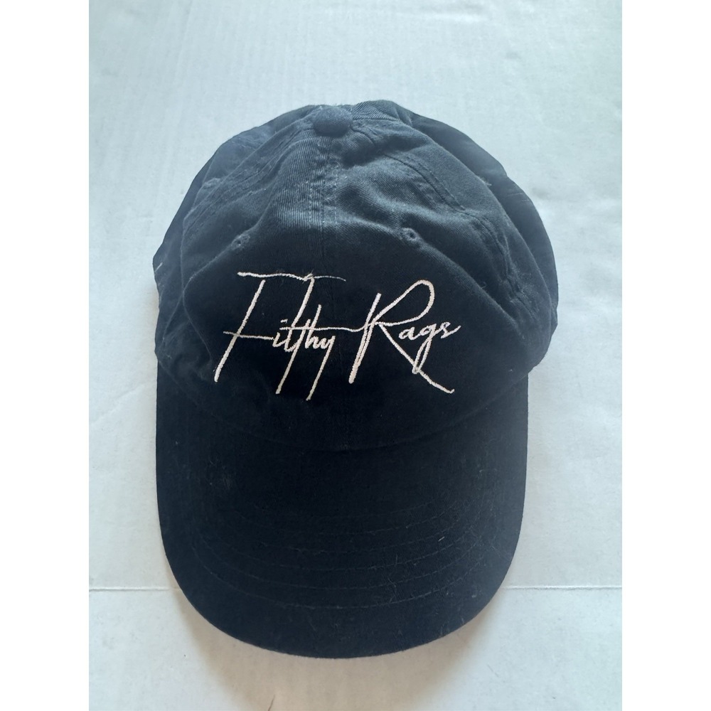 Black Strap Back Hat 'Filthy‎ Rags' Cap, OS